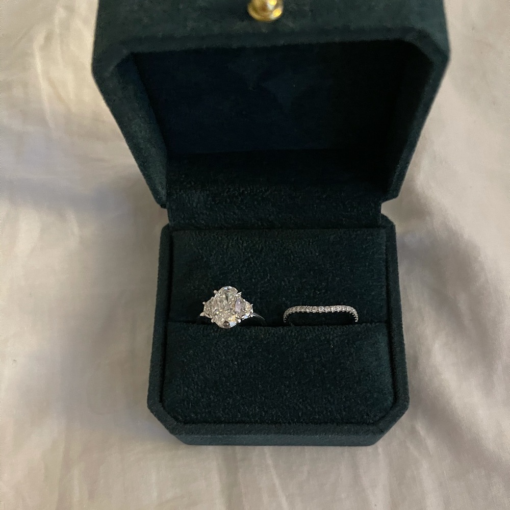4ct forever one moissanite 14k white gold set